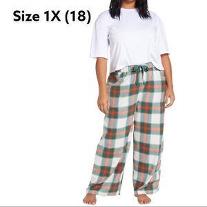 B.P flannel tie waist pajama pants 1X